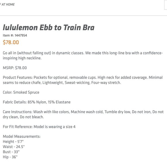 Lululemon x OTF Ebb to Train Bra in Smoked Spruce - Picture 2 of 2